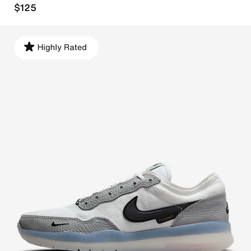 Nike Men's SB PS8 White and Gray Flyknit Sneakers